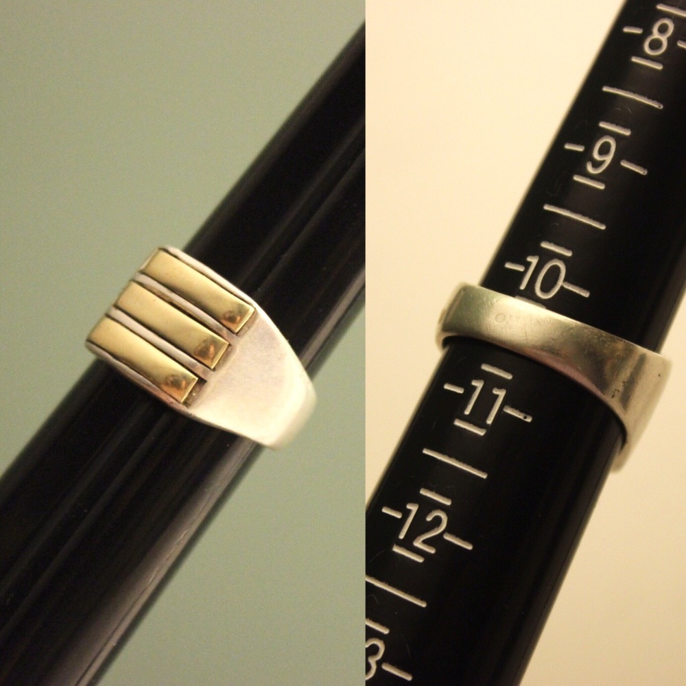 Elegant Sterling Silver and 14k Gold Ring “Unisex” - Picture 3 of 4